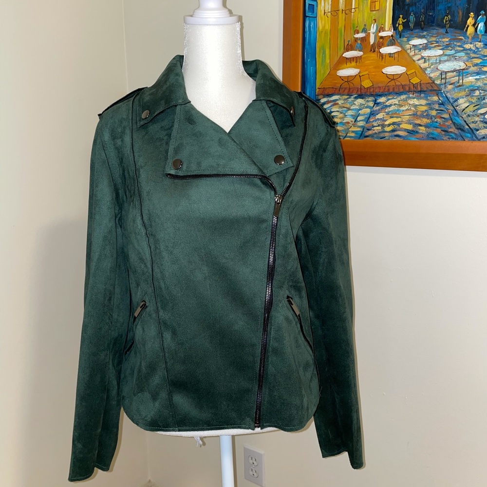 NWT Sz. M Philosophy Faux Suede Biker Jacket